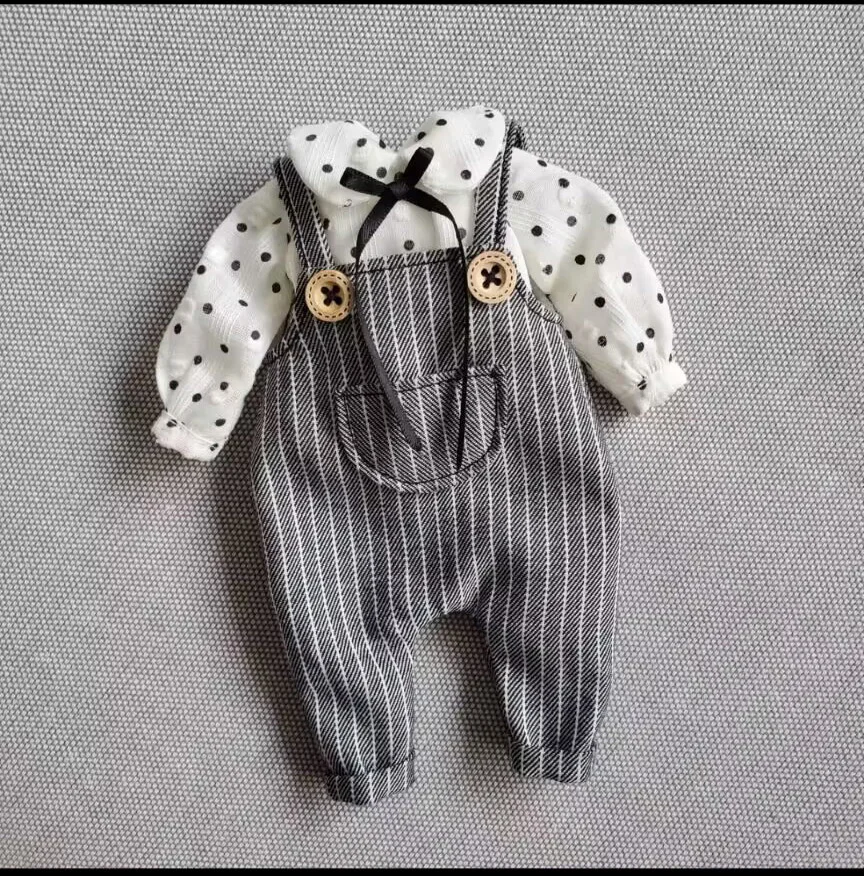 2 tute a righe Blythe/landoudou stile casual 2025 + top a pois (adatte per Lulu,ymy24,Ob22,24,26, zona, Jenny)