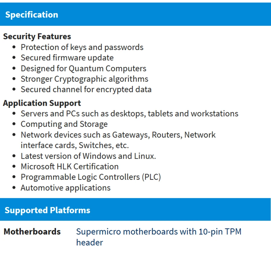 Moduł platformy zaufanej TPM 2.0 AOM-TPM-9672H