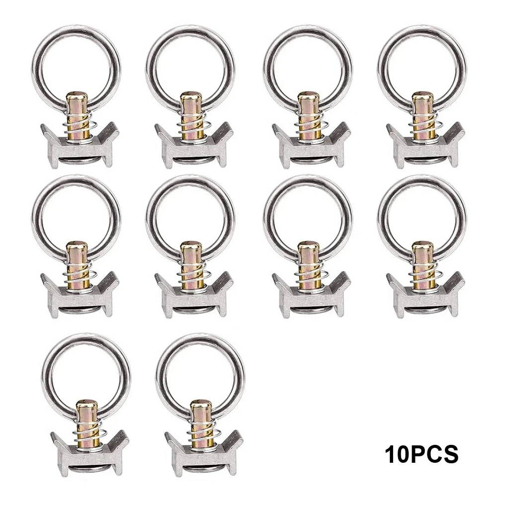 10 stuks L Track Aluminium RVS Single Stud Track Fitting met O Ronde Ring en Lente, motorfiets Trailer Tie Downs