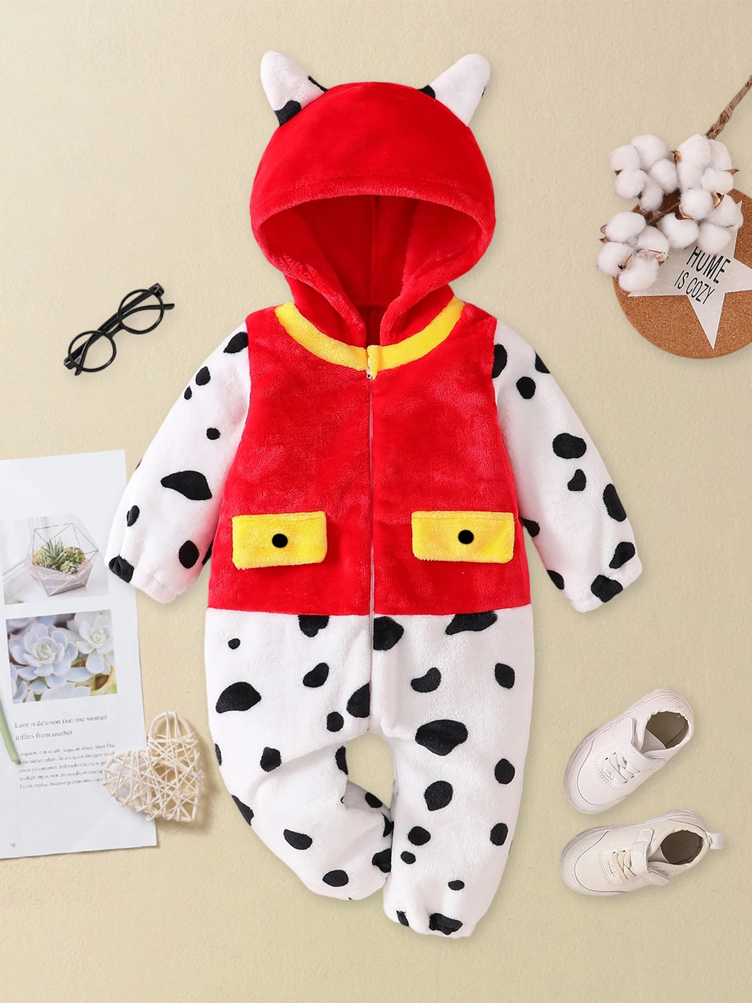 

Костюм кота на Хэллоуин для младенцев, мягкий флисовый комбинезон с капюшоном и застежкой-молнией для осенне-зимнего наряда