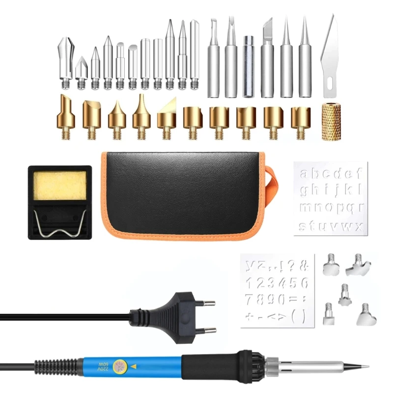 Soldering Iron Set 60W LED Soldering Iron with Adjustable Locked Temperatures 200°C-450°C Soldering Set for Engraving