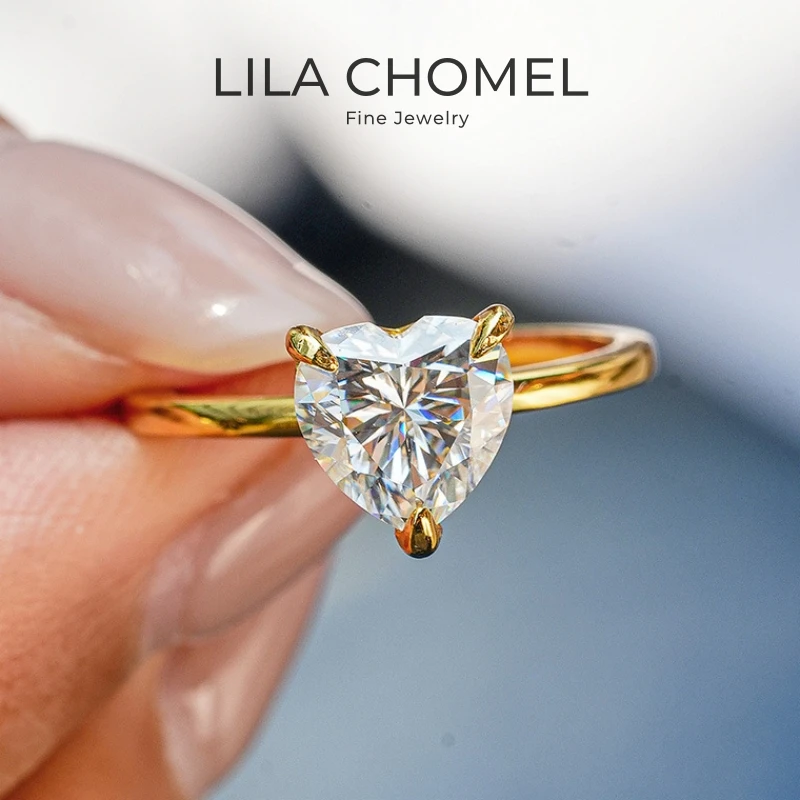 

Lover Valentine's Day 18K Gold Women Wedding Band 2CT Heart Moissanite Diamond Girl Birthday Gift Lady Engagement Fine Jewelry