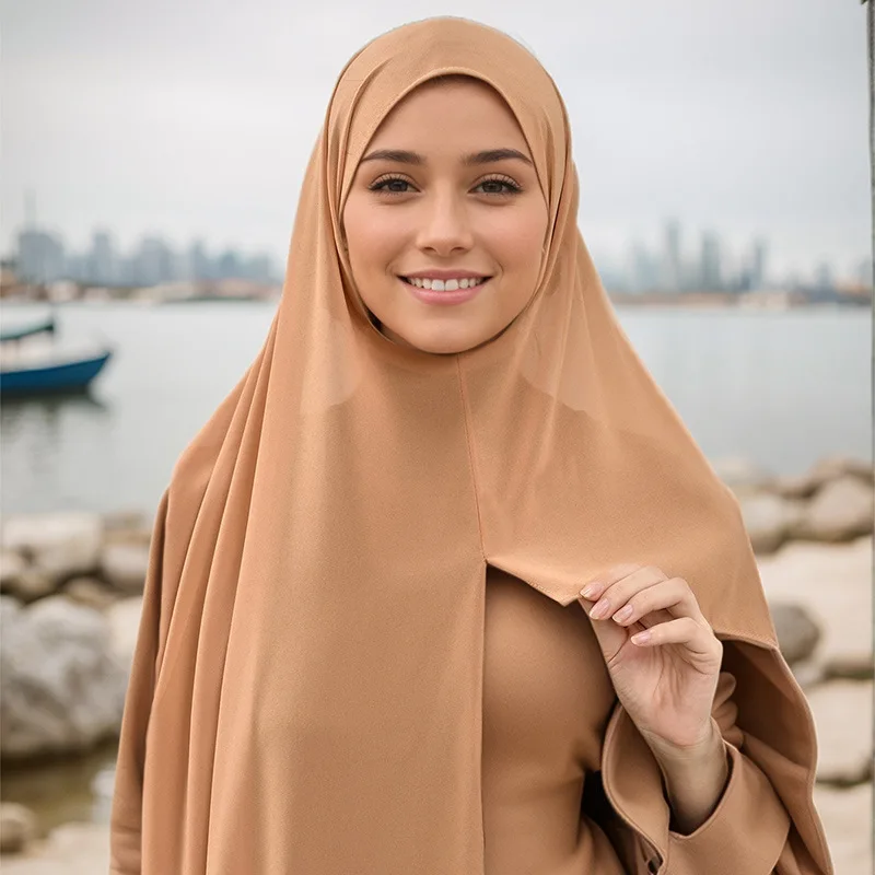 وصل حديثًا قبعة تغطي بلون واحد لعام 2025، وشاح رأس شيفون متعدد الاستخدامات، شال مريح وقابل للتنفس 180*70 سم