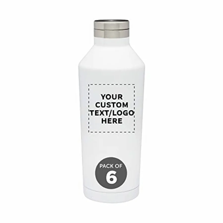 Custom Stainless Steel Water Bottles 17 oz. Set of 6, Personalized Bulk Pack - Double Wall, Perfect for Coffee, Soda, Other Hot
