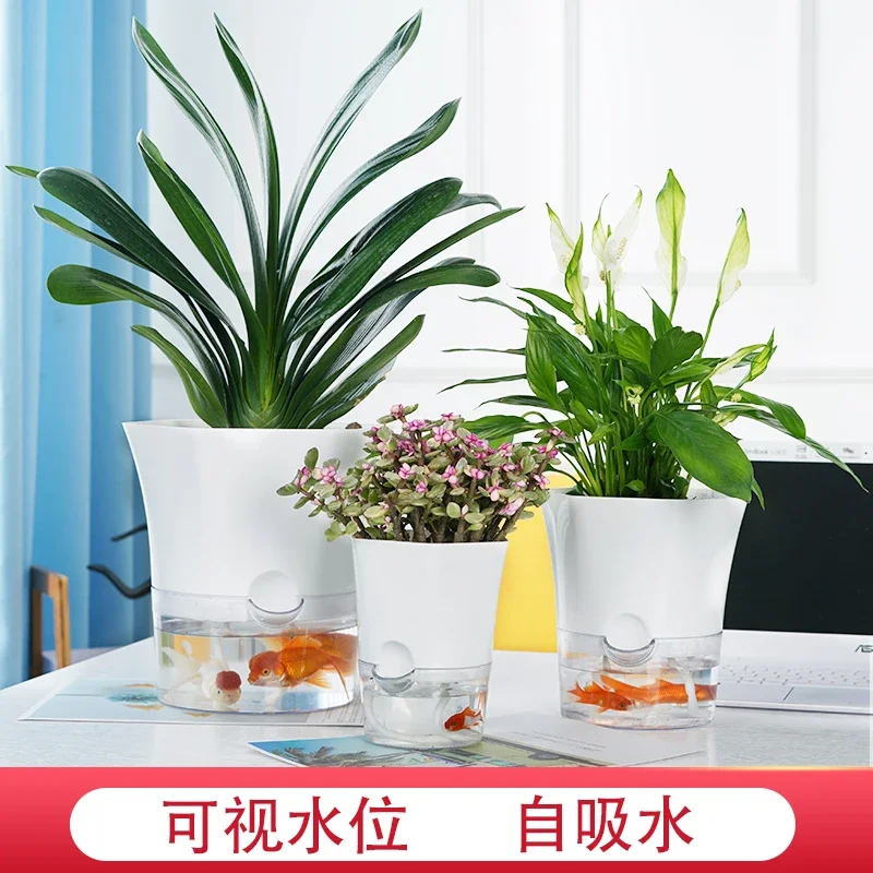 

Internet celebrity transparent visual water level spout balcony desktop creative lazy self-priming water flower green plant