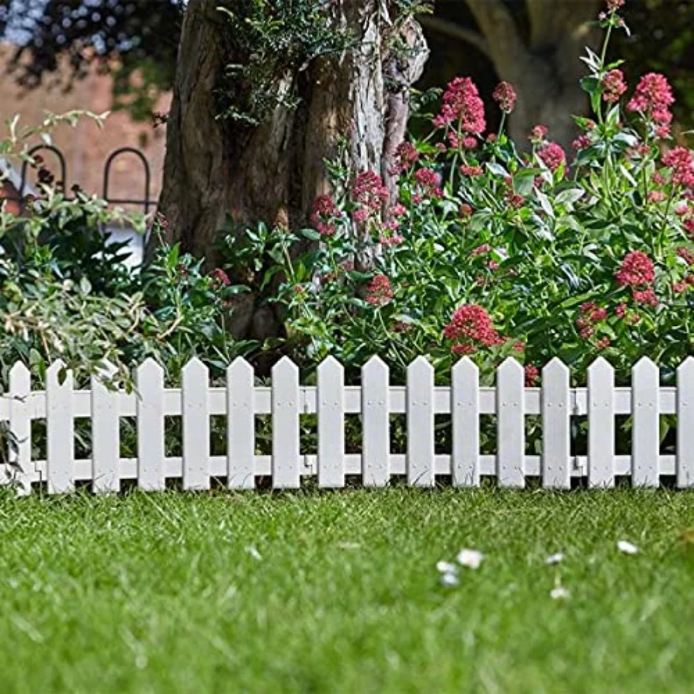 5Pcs Garden Fence White Picket Fence Panels 20x40cm Garden Border Edging Grass Lawn Flowerbeds Plant Borders For Indoor Outdoor