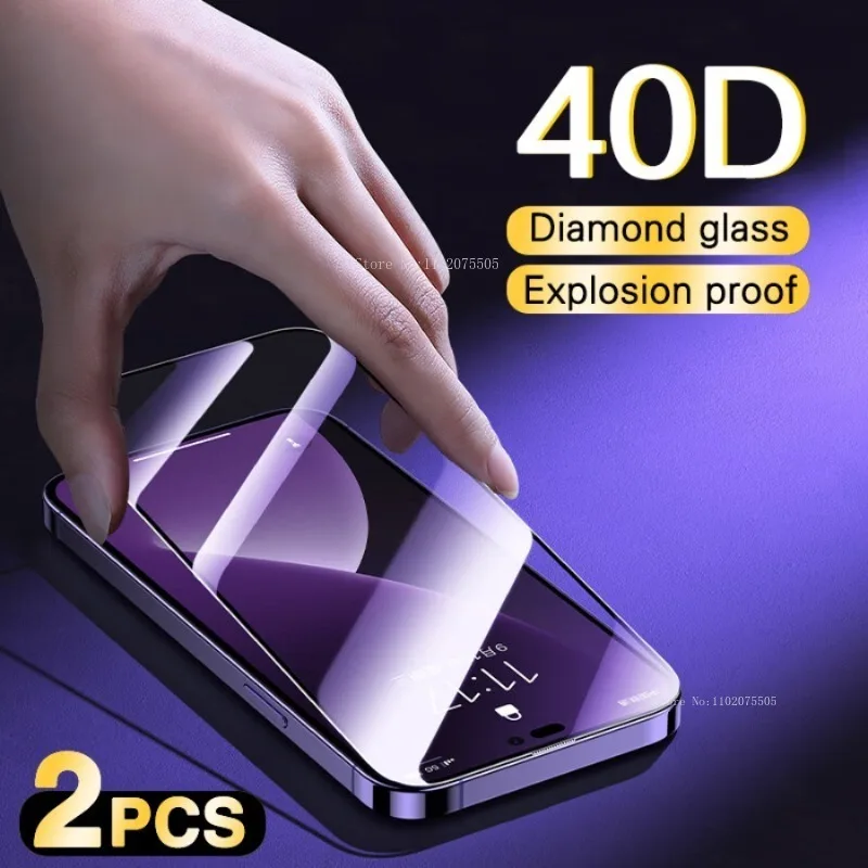 2Pcs High Quality Screen Protector For iPhone 14 11 PRO MAX 12 13 Mini 15 Plus Tempered Glass For Iphone XS XR XS Max 7 8Plus