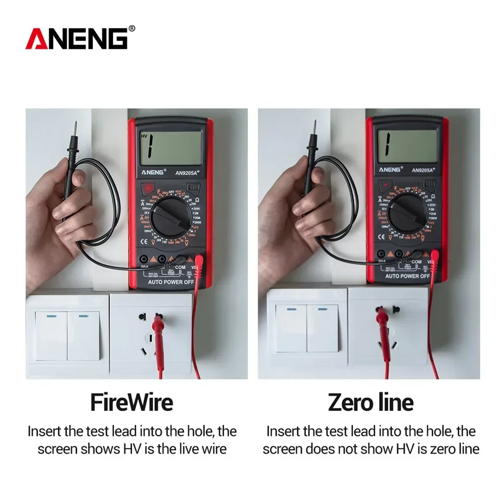 ANENG-multímetro Digital DT9205A +, probador Profesional de transistores eléctricos, medidor de prueba NCV, rango automático Ture RMS