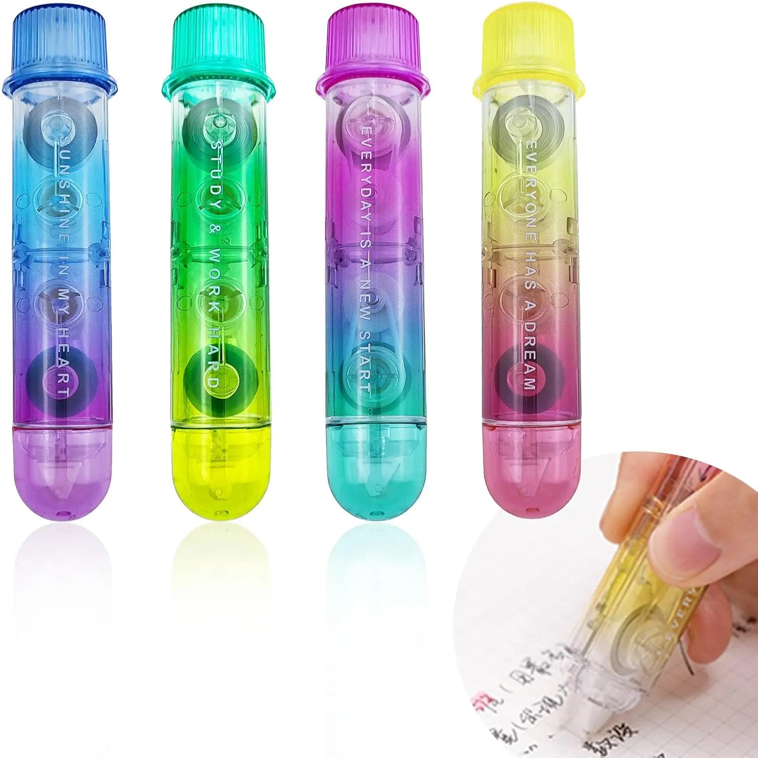

4 PACK 2 In1 White Out Correction Tape and Double Sided Tape Roller with Adhesive Dots Double Sided Tape Roller Correction Pen
