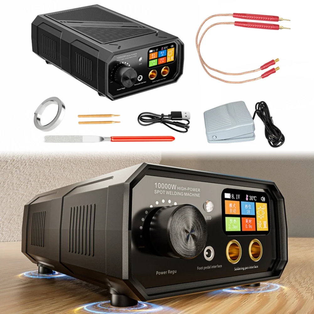 10000W Portable Dual-pulse Spot Welder LCD Display For Battery Pack Dual Pulse Max 0.1-0.3mm Welding Auto/Manual Mode Power Tool