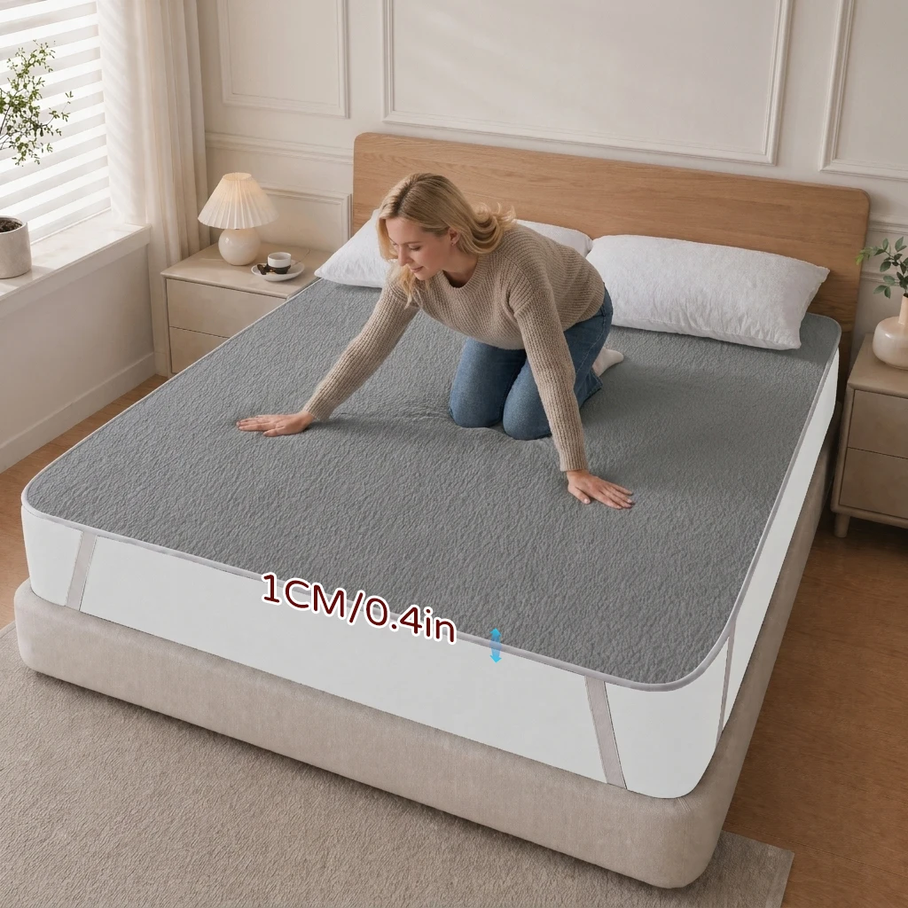 Soft Comfortable Quilted Mattress Pad Non Slip Waterproof Protector Fitted Cover Elasticated Corner Straps Washable for Bed