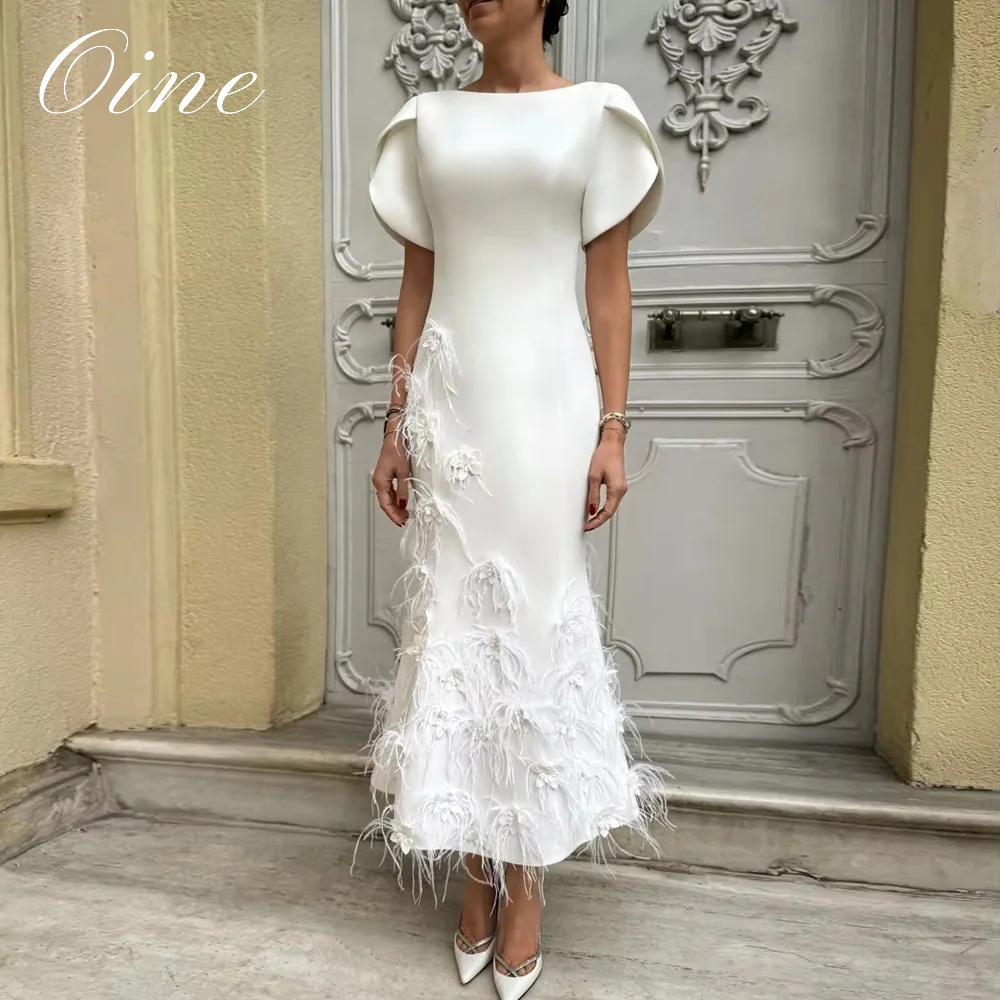 Oine Customized Luxurious Mermaid Wedding Dress Engagement Dress Floor Lenght Feather Embellishment Vestido De Novia Boda 2027