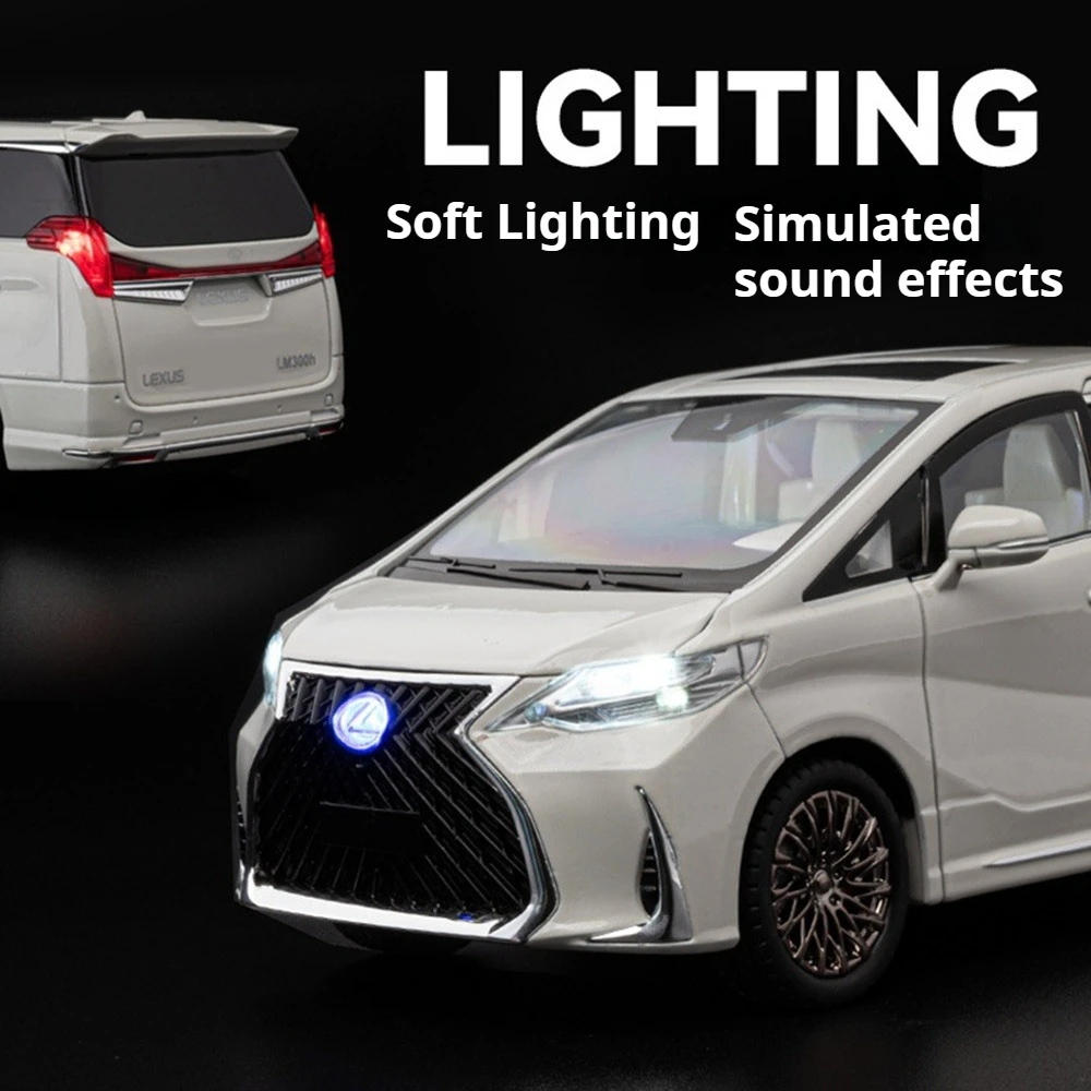 1:18 LM300 Prado Modelli in lega pressofusa Giocattoli Auto Suono Luce Tirare indietro Porte aperte Volante anteriore Auto Regali per bambini Festival