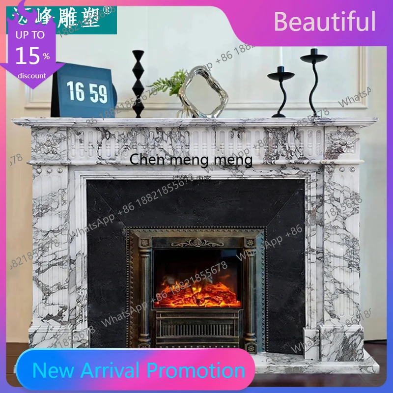 Marble fireplace French stone fireplace decorative cabinet living room large white retro fireplace