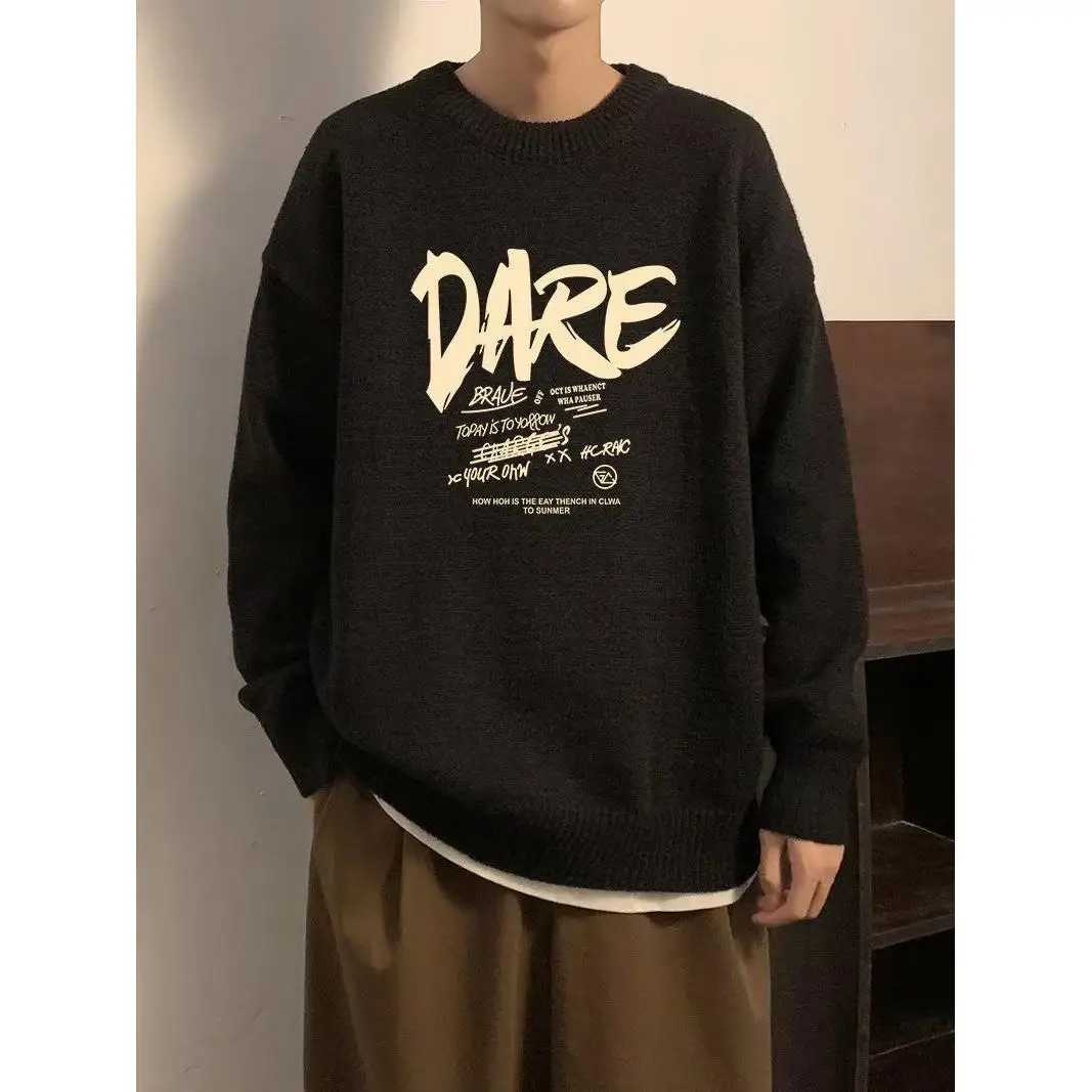 

Bla round Ne Knitwear Men's Autumn Winter Outerwear Lazy Sle Oversize Sweater Soft Polyester Fiber Busin Casual