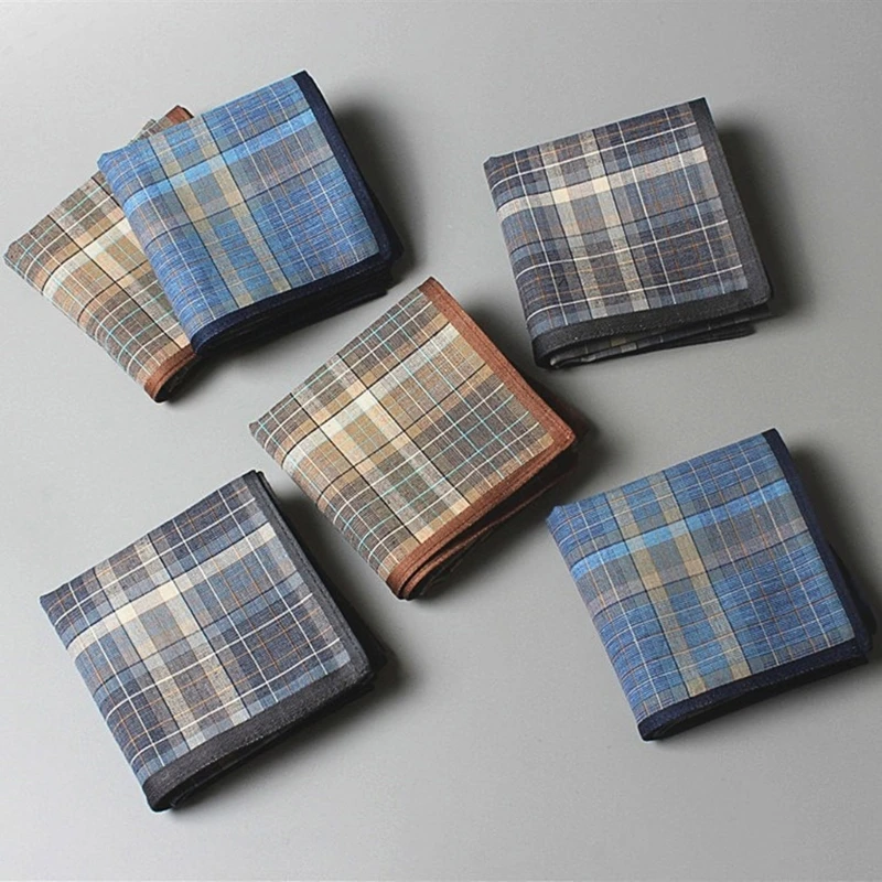 40x40cm Check Zakdoek voor Mannen Casual Gebruik Pocket Doek Zacht Ademend Vierkante Zakdoek Handdoek voor Gentleman 6PCS