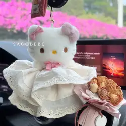 Sanrio Hello Kitty Keychain Wedding Dress Hello Kitty Plush Pendant Skirt Plushie Toy Kawaii Anime Animals Stuffed Doll Kid Gift