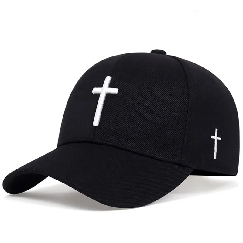 Unisex Cross Embroidery Baseball Caps Outdoor Adjustable Spring and Autumn Casual Sunscreen Hat