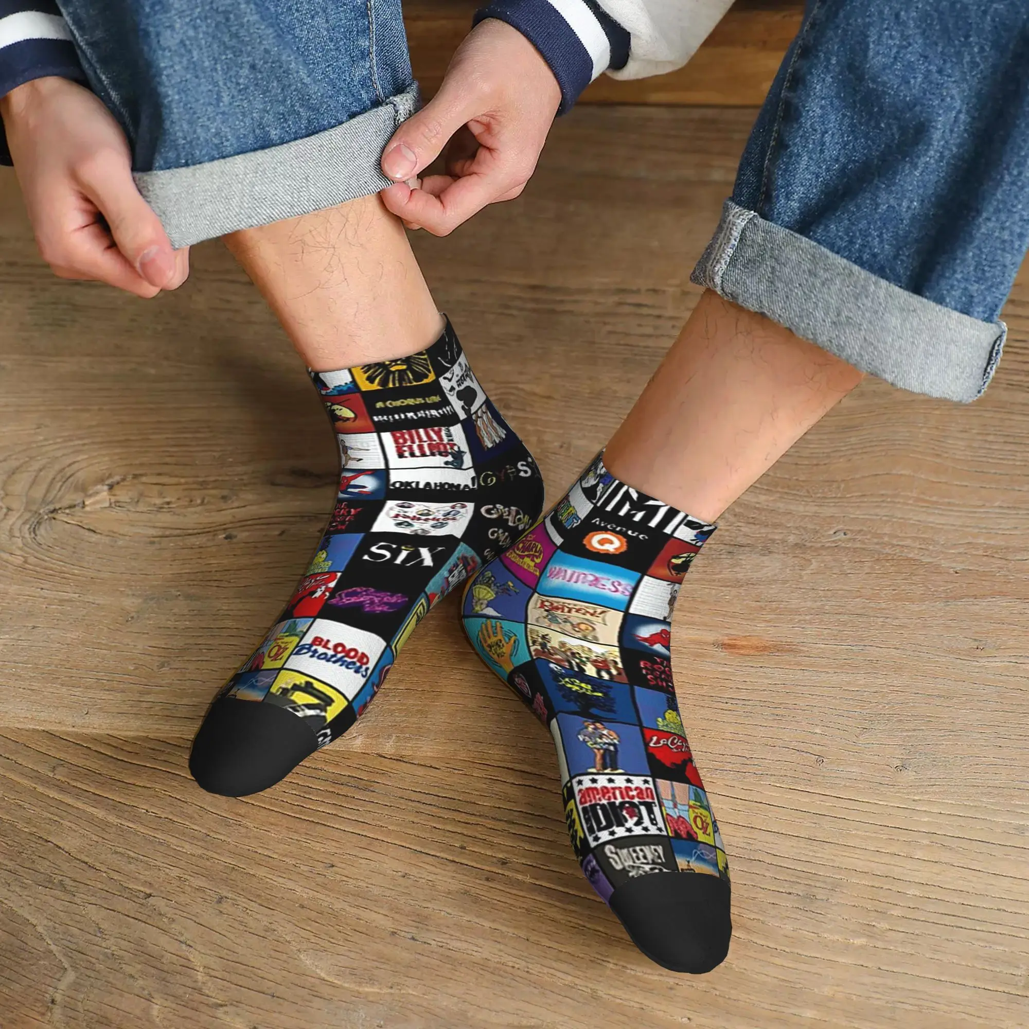 

All Seasons Broadway Musical Theatre Logos - Hand Drawn Socks Sport Middle Tube Socks Soft Fashion Stockings for Men Women