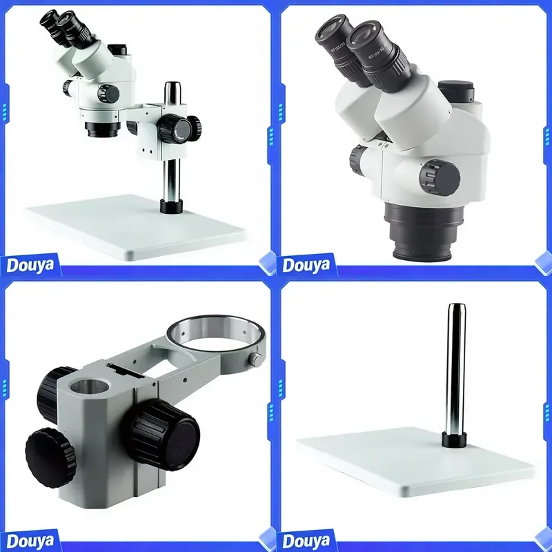 Factory Supply 7X-45X Parfocal Trinocular Optical Zoom 6.4:1 Stereo Microscope with B3 Pole Stand Fluorescent/LED