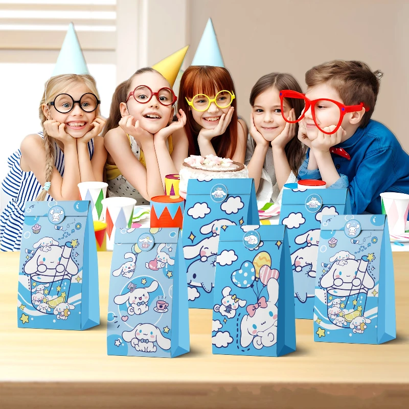 سانريو أنيمي الأجهزة الطرفية القرفة لفة تحت عنوان كيس الحلوى شنطة هدايا ورق الكرافت لطيف الكرتون حفلة عيد ميلاد تخزين بالجملة 12 قطعة
