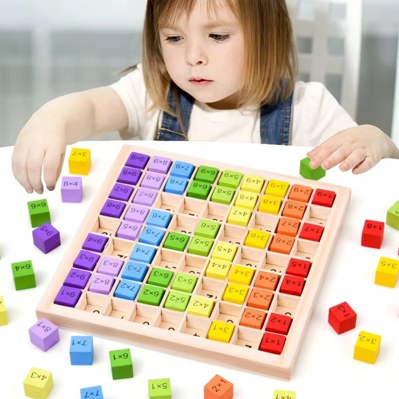 Montessori Kinder Lernspielzeug Holz Multiplikation Brettspiel für Multiplikationstabelle Mathematik Arithmetik Lehrmittel