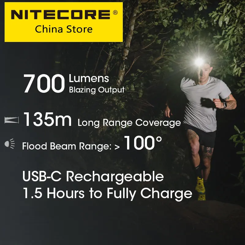 

NITECORE NU33 USB-C Rechargeable Headlamp LED Triple Output 700 Lumens Built in 2000mAh Battery for Camping Work Light Fishing