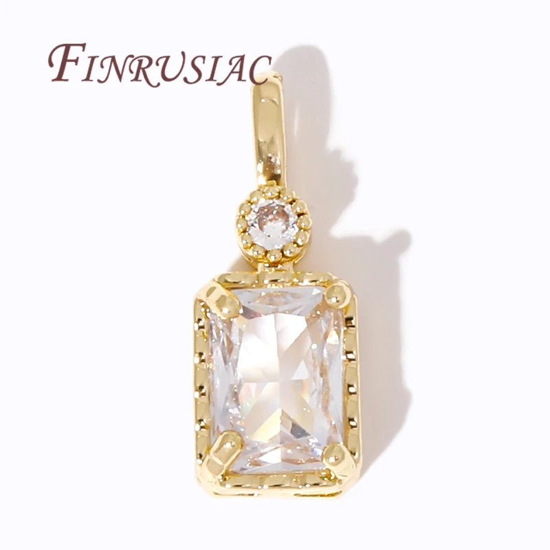 18K Gold Plated Zircon Crystal Charms For Jewelry,Trendy Square Small Pendants For Necklaces,DIY Jewelry Making Supplies
