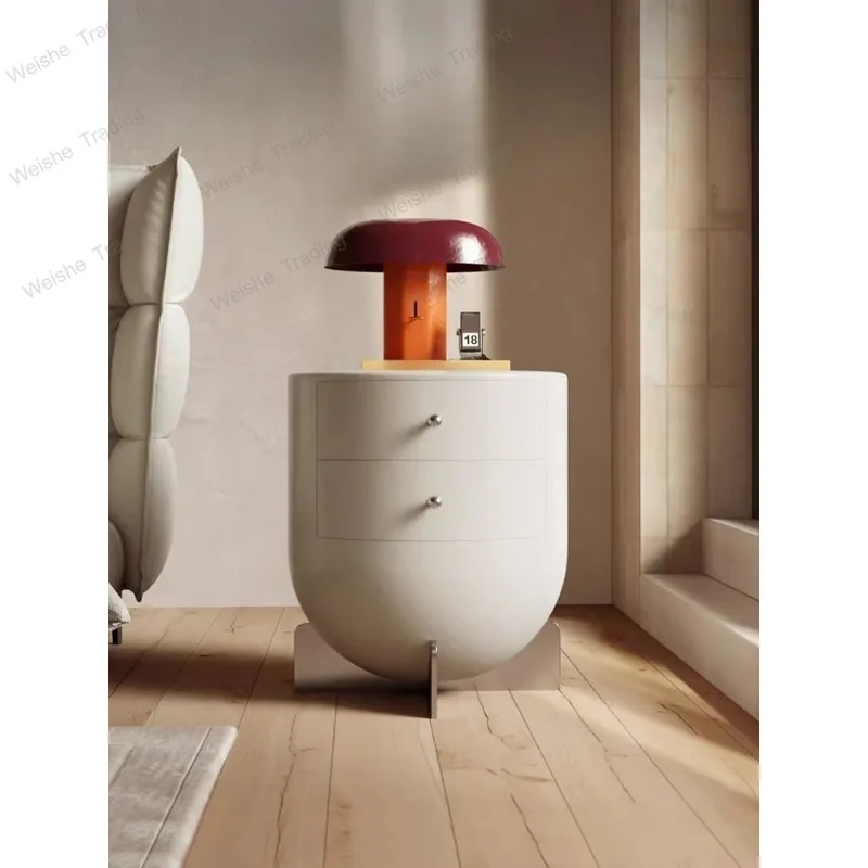 

Minimalist bedside table creative rocket solid wood round paint locker modern simple bedside table