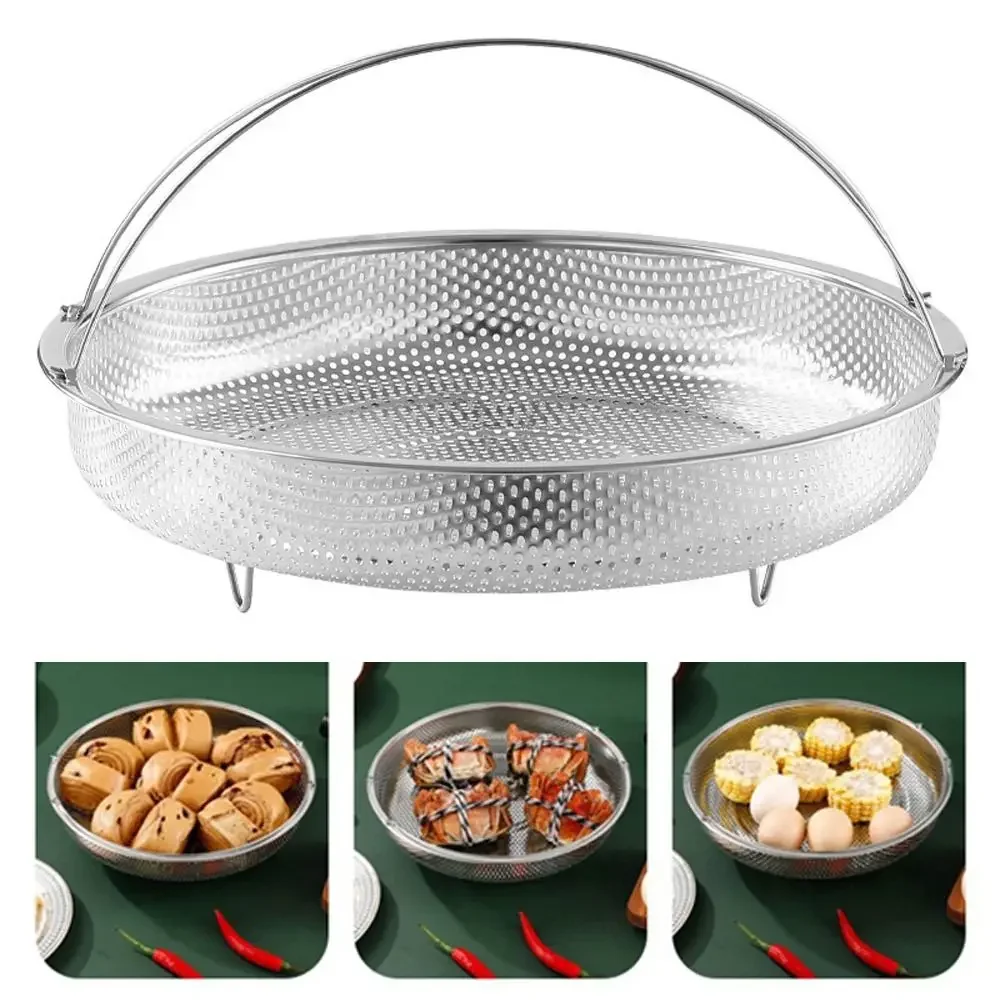 

Food Steamer Basket Stainless Steel Pressure Cooker Steamer Basket with Handle Steaming Grid Drain Drainer Cooking Utensils New