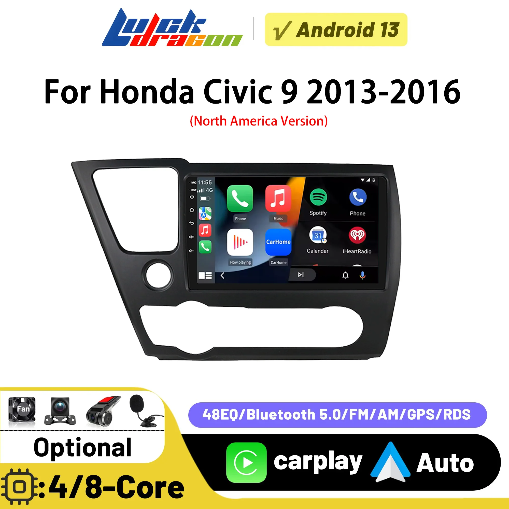 

Android 14 For Honda Civic 9 2013-2016 Car Intelligent System Carplay Android Auto Car Multimedia Player GPS Navi DSP FM Radios