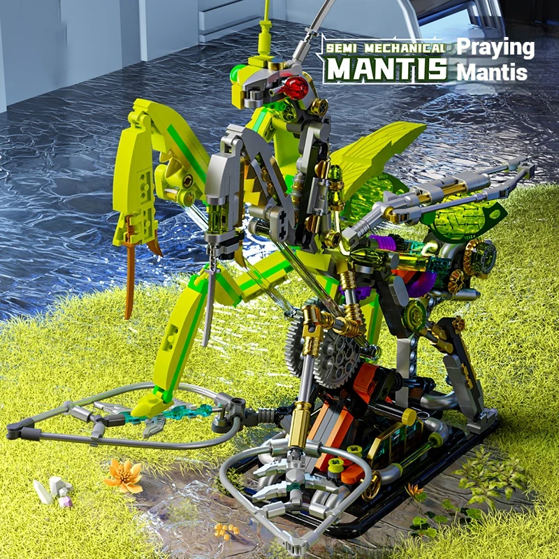 

Mechanical toy desktop ornaments, building blocks mechanical mantis model assembly, insect series children's toy gifts