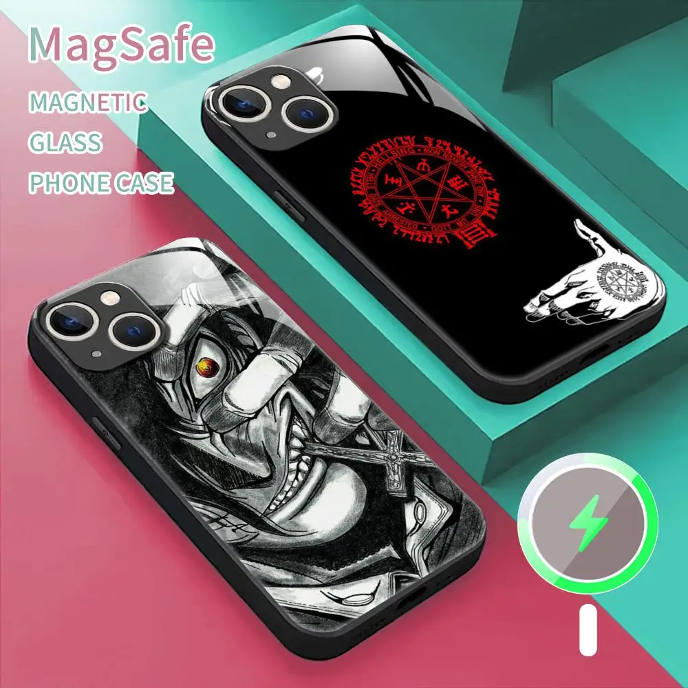 Anime Alucard Hellsing Phone Case For iPhone 15 14 13 12 11 X XR XS XSMAX 8 7 Plus Mini Pro Max Glass Magnetic Phone Case