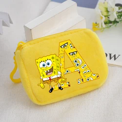 New Spongebob Plush Coin Purses Cute Mini Children Handbag Kawaii Cartoon English Letter Printed Storage Bags Kids Birthday Gift