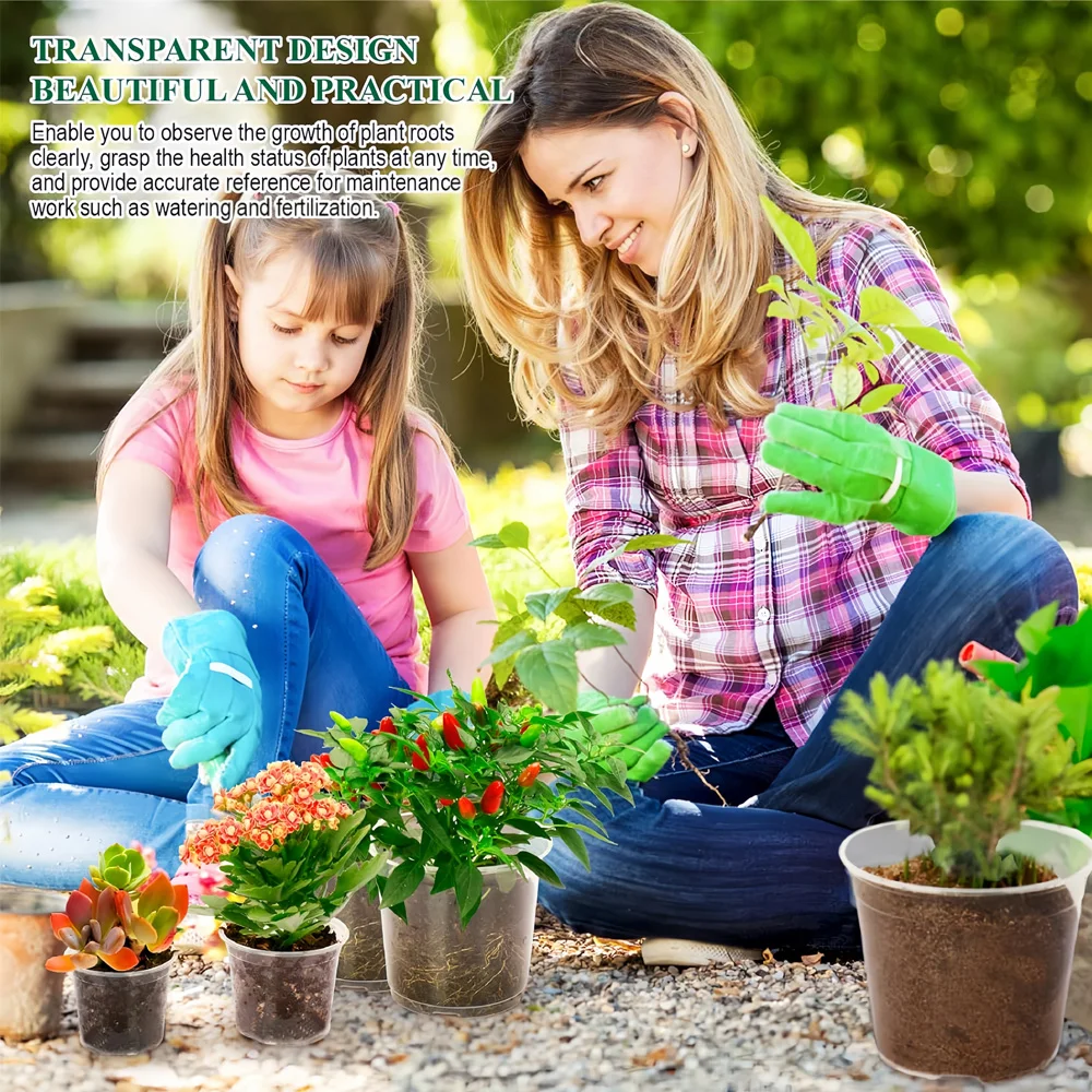 30 Packungen 3,5/4/5 Zoll Klare Anzuchttöpfe, Transparente Kunststoff-Pflanzgefäße mit Drainagelöchern, Saatgut-Anzuchttöpfe für Blumen und Pflanzen – Detail 5