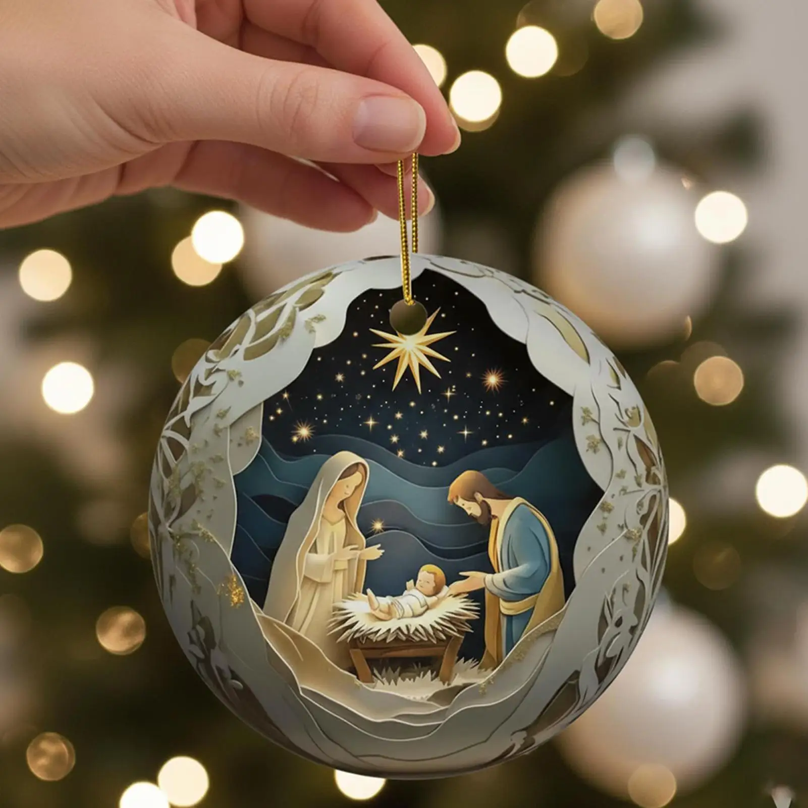 

Christmas Ornaments Nativity Scene 2D Acrylic Birth Of Jesus Decoration Nativity Scene Christmas Crafts Ornaments for Women