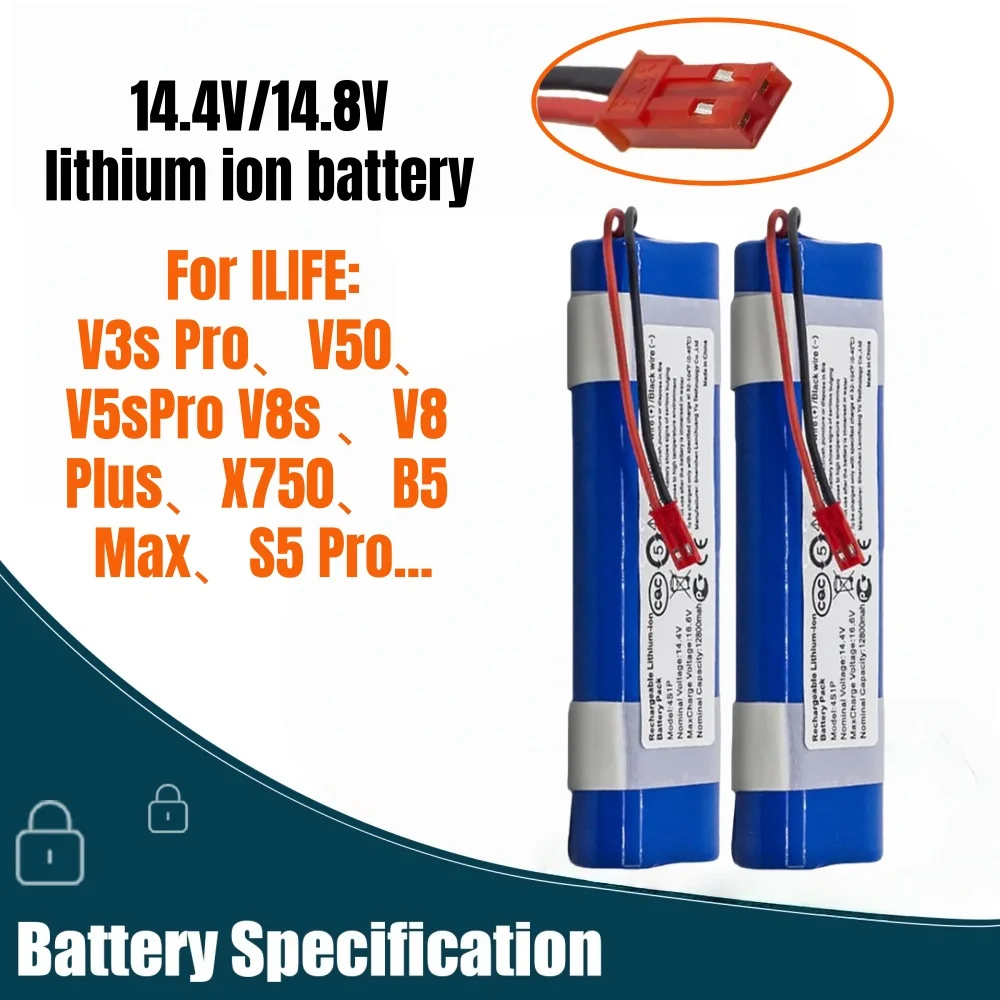 14.4v 3500mAh Vacuum cleaner robot battery for iLife V50 V55 V60 Pro V80 V5S V8S X750/Universal Fun 120 18650B4-4S1P-AGX-2