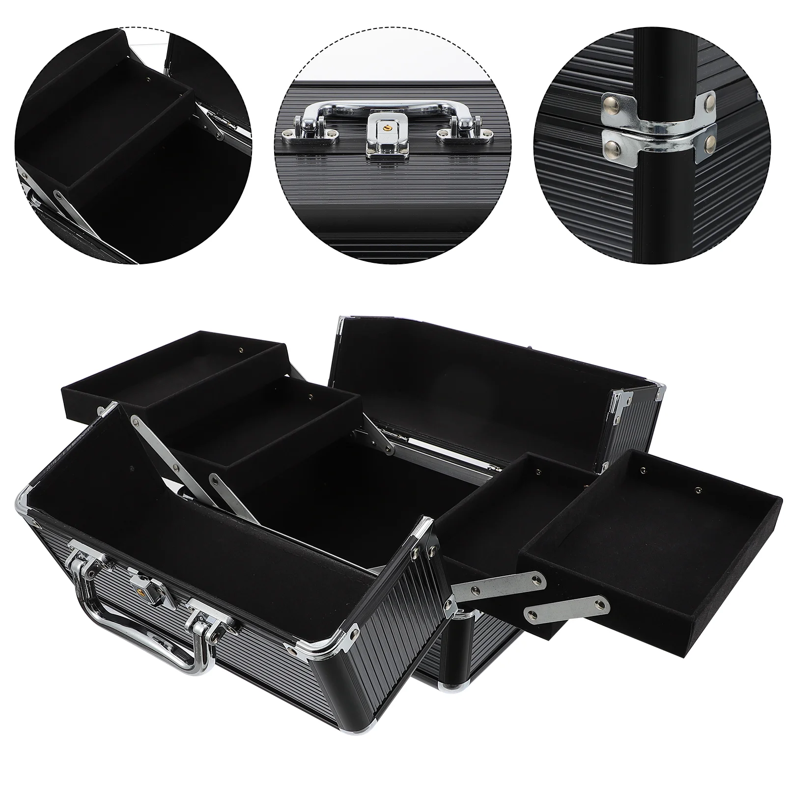 Case Storage Box Aluminum Alloy Travel Makeup Bag for Organizer Toiletry Tattoo Supplies Holder