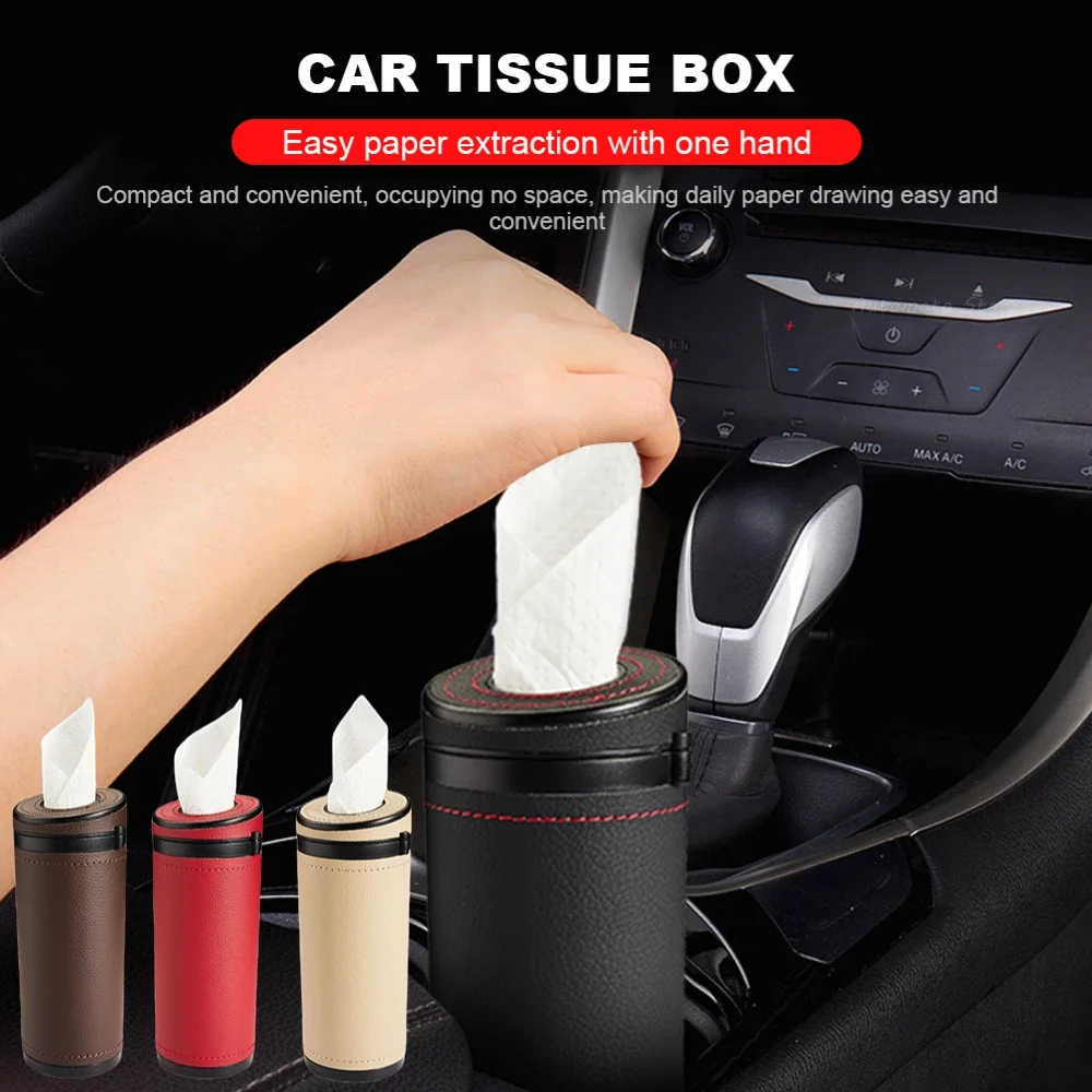 

Multifunction Car Tissue Box Cover Holder Auto Round Paper Tube Safety Broken Window Tissue Cup with Safety Hammer Interior Part