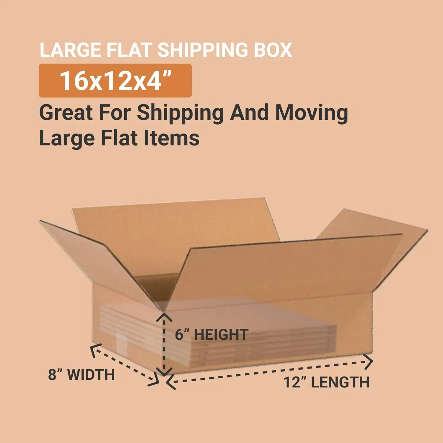 Aviditi 16 x 12 x 4 Corrugated Cardboard Boxes, Flat 16