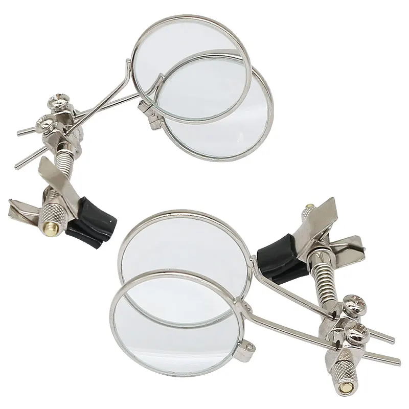 Clip Magnifier Double Lenses Magnifying Glass 10X Portable Mini Monocular Magnifier Rotable Glass Lens Stainless Steel Frame