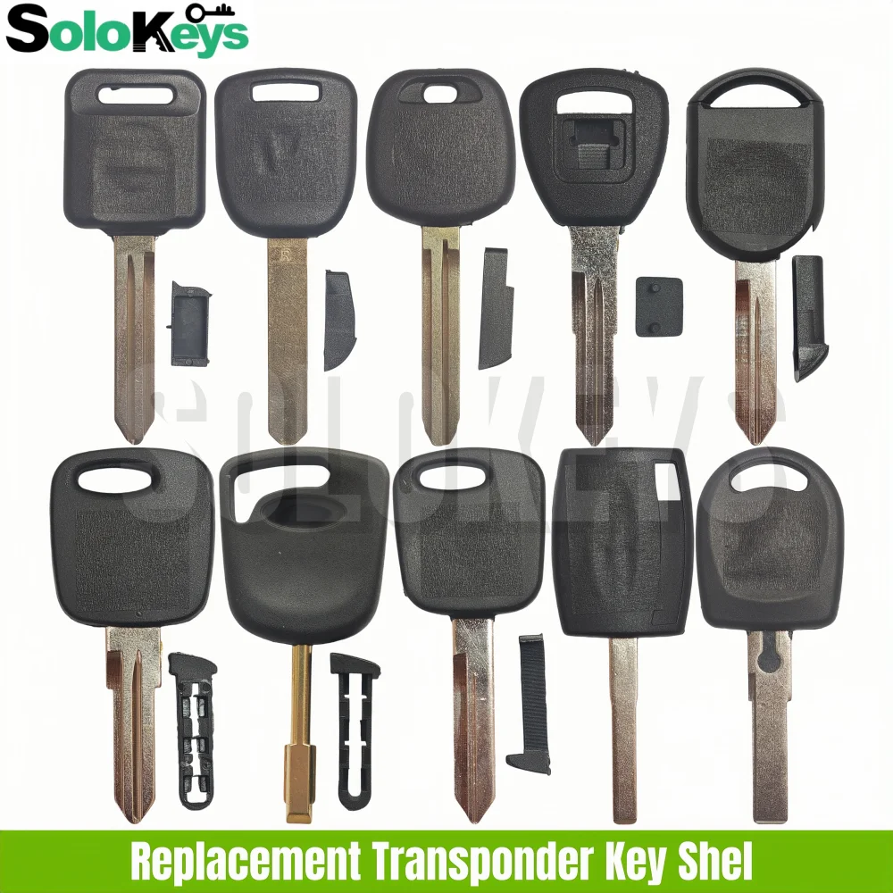 10Pcs/Lot SOLOKEYS Replacement Transponder Key Shel For NIssan Ford Honda Car Holder Chip Hollow With Double Sided Printed LOGO
