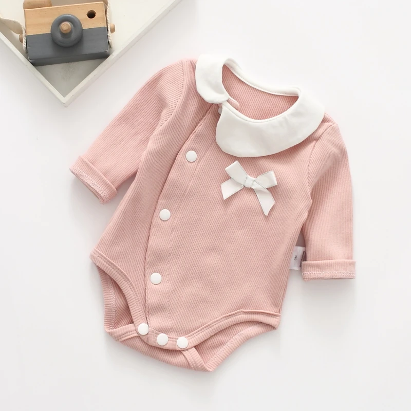 Cotton Newborn Baby Girl Bodysuits Slanted collar Todder Girls Jumpsuits Outfits Clothes for Autumn