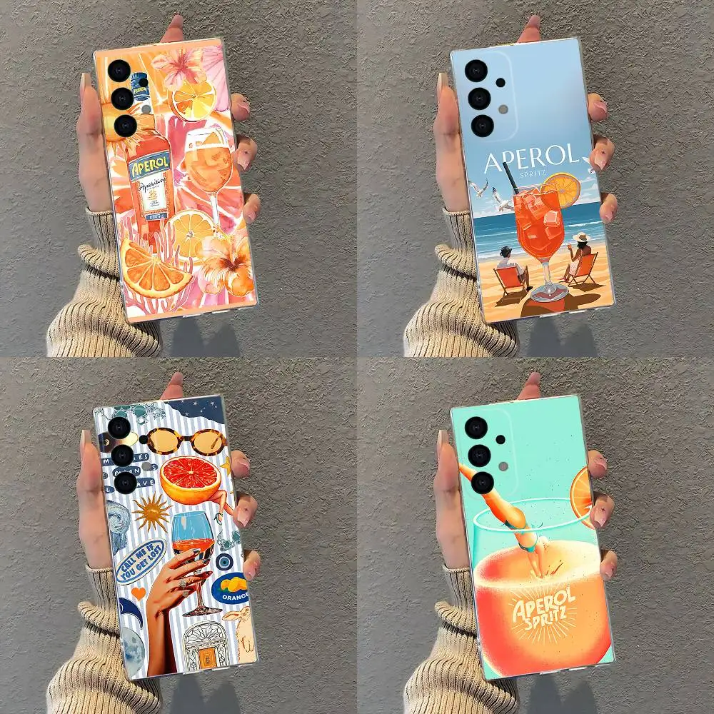 

Art Aperol Spritz cocktail Phone Case For Samsung S30,S25,S24,S23,S21,S22,S20,S10,5G,FE,lite,PIus,Ultra Transparent Cover