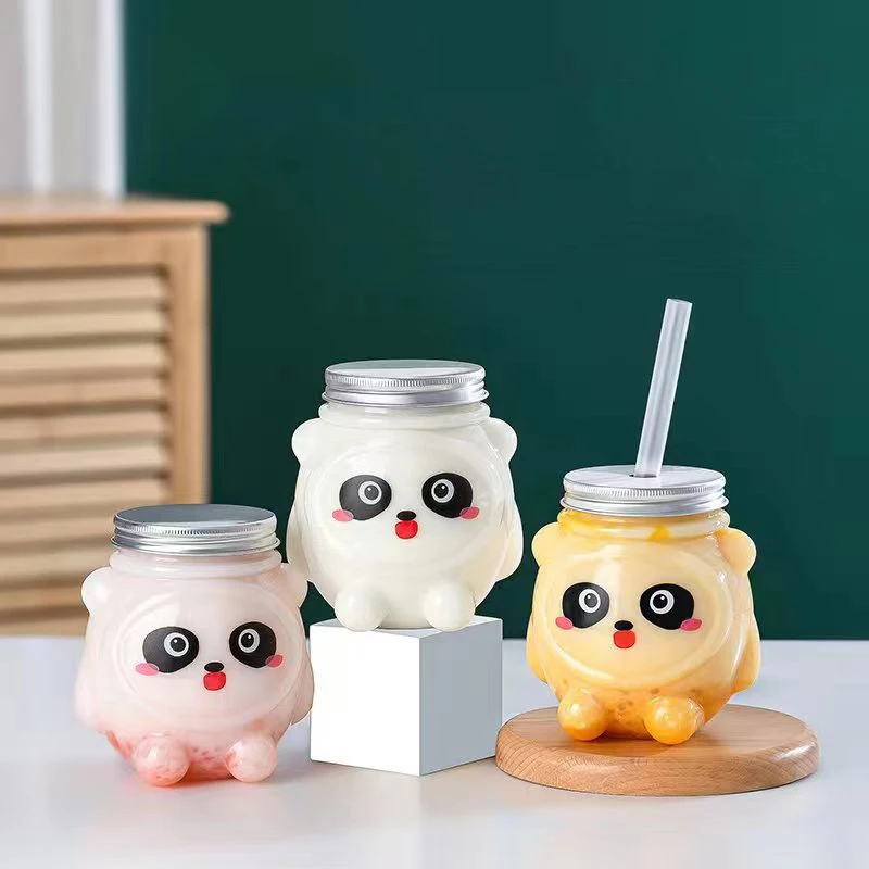 500ML Kawaii Bear Milk Water Bottle Tea Coffee Juice, Portable Water Cup, Home Transparent Disposable Juice Drink Bottle