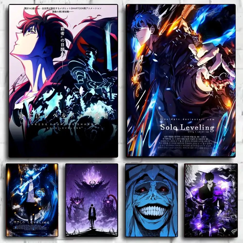 Pop Anime Solo Leveling Poster Decorative Wall Art Stickers Mural Photo Print for Home Living Room Hallway Decor