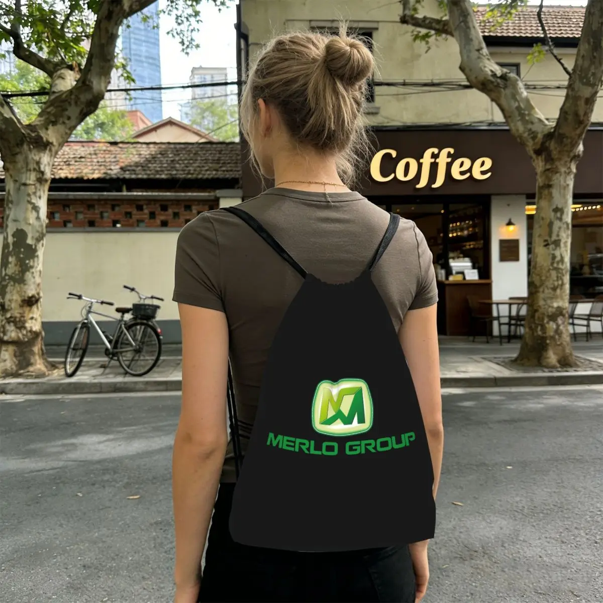 

Merlo Logo Backpacks Multi-function Drawstring Bags Storage Bag Book Bags for Man Woman School