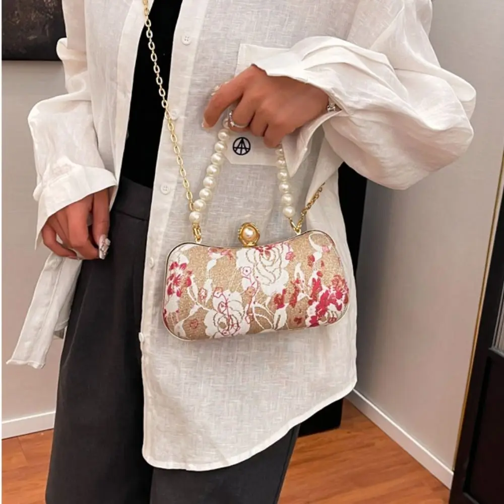 

Cheongsam Accessories Cheongsam Banquet Bag New Chinese Style Wrist Bag Hanfu Handbag Pearl Handle Large Capacity