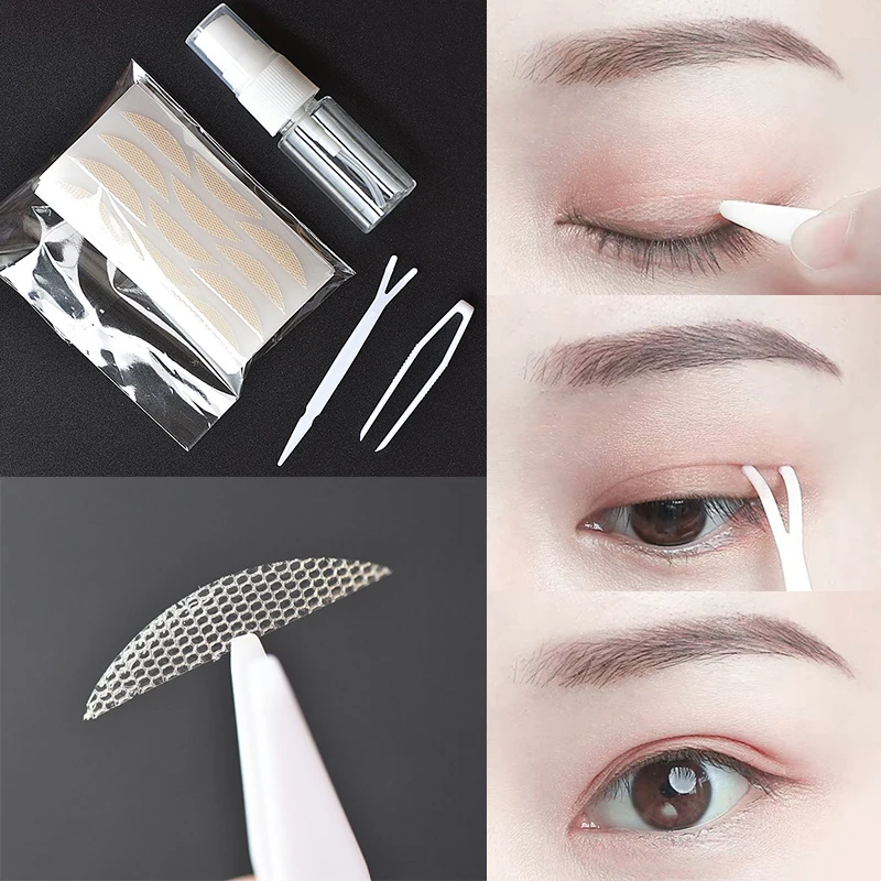 240pcs/pack Double Eyelid Tape Three Styles Big Eyes Invisible Eyelid Sticker Glue Free Self-adhesive Double Eyelid Patches