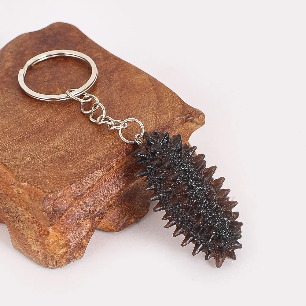 Sea Cucumber Keychain Resin Marine Animal Pendant Ocean Style Bag Charm Funny Gift Friends Car Keys Holder Creative Accessory
